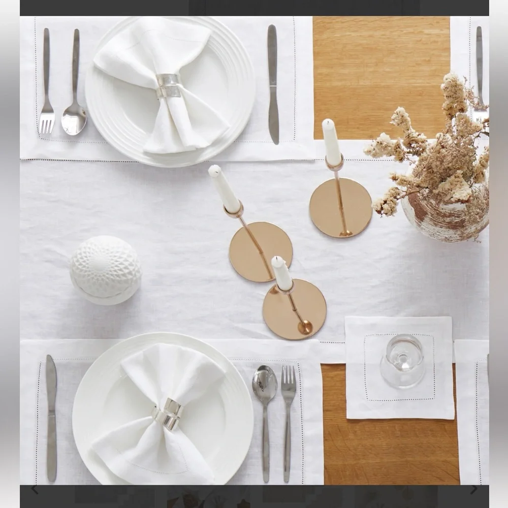 ATLINIA White Linen Placemats and Coasters